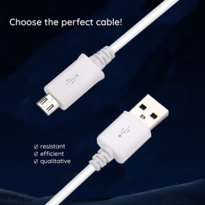 Cablu de date USB la Micro-USB, 0.8m - Samsung (ECB-DU68WE) - White - 5