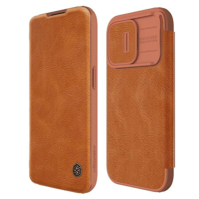Husa pentru iPhone 15 Pro - Nillkin QIN Pro Leather Case - Brown - 1