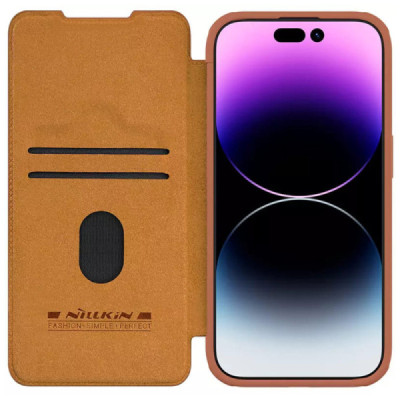 Husa pentru iPhone 15 Pro - Nillkin QIN Pro Leather Case - Brown - 2