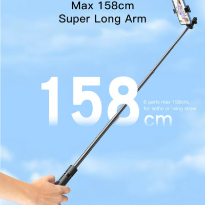 Yesido - Selfie Stick (SF13) - Stable, Adjustable, 360Â° Rotation, Remote Controller, Screw 1/4 Compatible - Black - 11
