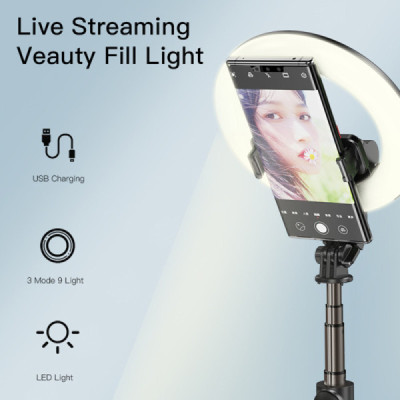 Yesido - Selfie Stick (SF12) - Stable, with Ring Light, Tripod, Remote Controller, 360Â° Rotation, 120mAh - Black - 7