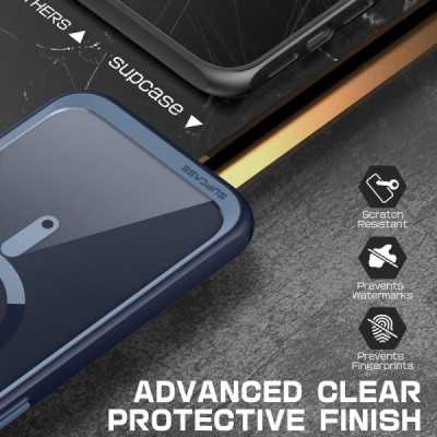 Husa pentru iPhone 15 Pro - Supcase Unicorn Beetle Slim Clear MagSafe - Navy - 3