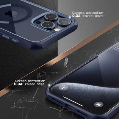 Husa pentru iPhone 15 Pro - Supcase Unicorn Beetle Slim Clear MagSafe - Navy - 5