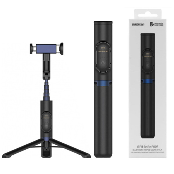 Samsung C&T - ITFIT Selfie Stick P007 (GP-TOU020SAABW) - Stable Bluetooth Tripod, Remote Controller - Black (Blister Packing)