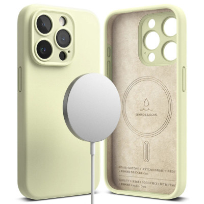 Husa pentru iPhone 15 Pro Max - Ringke Silicone Magnetic - Sunny Lime - 1