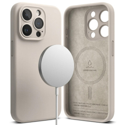 Husa pentru iPhone 15 Pro Max - Ringke Silicone Magnetic - Stone - 1