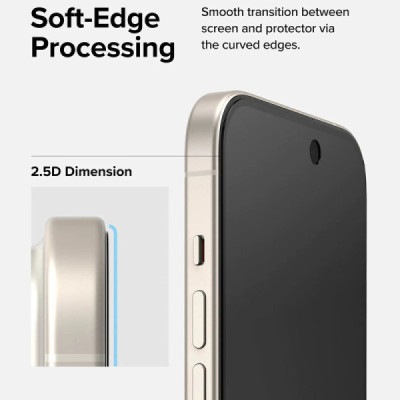 Folie pentru iPhone 15 Plus - Ringke Cover Display Tempered Glass - Privacy - 5