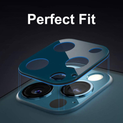 Folie Camera pentru iPhone 12 Pro Max - Techsuit Full Camera Glass - Black - 3