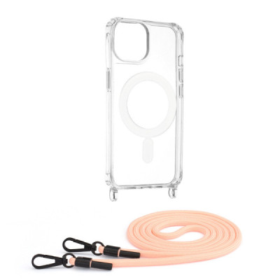 Husa pentru iPhone 14 - Techsuit Acrylic MagSafe Crossbody - Pink - 1