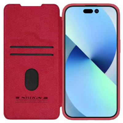Husa pentru iPhone 15 Plus - Nillkin QIN Leather Case - Red - 2