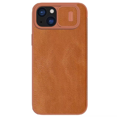Husa pentru iPhone 15 Plus - Nillkin QIN Leather Case - Brown - 1