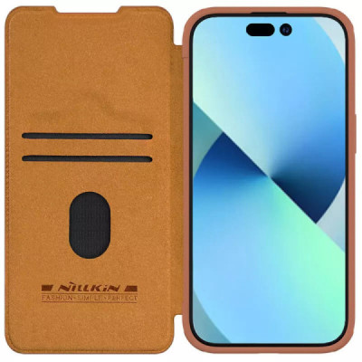 Husa pentru iPhone 15 Plus - Nillkin QIN Leather Case - Brown - 2
