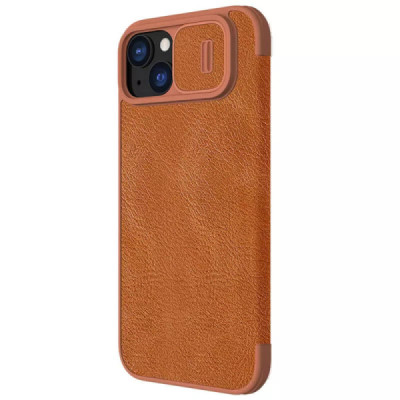 Husa pentru iPhone 15 Plus - Nillkin QIN Leather Case - Brown - 3