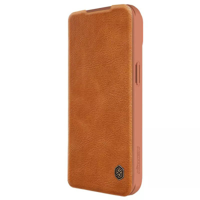 Husa pentru iPhone 15 Plus - Nillkin QIN Leather Case - Brown - 4