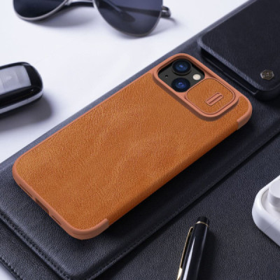 Husa pentru iPhone 15 Plus - Nillkin QIN Leather Case - Brown - 7