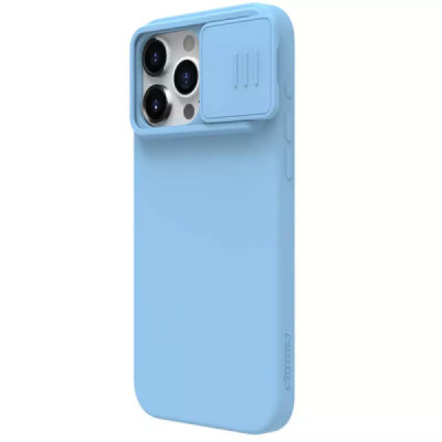 Husa pentru iPhone 15 Pro Max - Nillkin CamShield Silky MagSafe Silicone - Haze Blue - 3