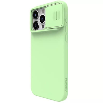 Husa pentru iPhone 15 Pro - Nillkin CamShield Silky MagSafe Silicone - Mint Green - 3