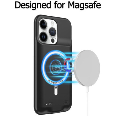 Husa pentru iPhone 15 Pro Max cu Baterie de 8500mAh - Techsuit Power Pro MagSafe - Black - 3