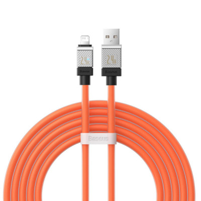 Cablu de Date USB la Lightning Fast Charging, 2.4A, 2m - Baseus CoolPlay Series (CAKW000507) - Orange - 1