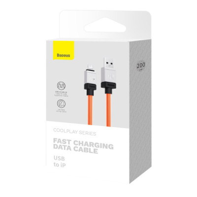 Cablu de Date USB la Lightning Fast Charging, 2.4A, 2m - Baseus CoolPlay Series (CAKW000507) - Orange - 7