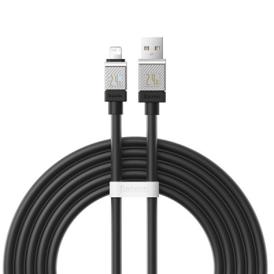 Cablu de Date USB la Lightning Fast Charging, 2.4A, 2m - Baseus CoolPlay Series (CAKW000501) - Black - 1