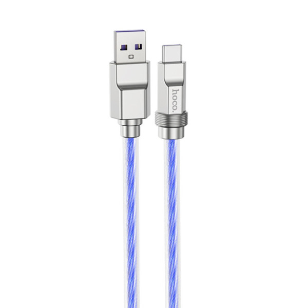 Cablu USB to Type-C PD100W, 1m - Hoco Crystal (U113) - Blue