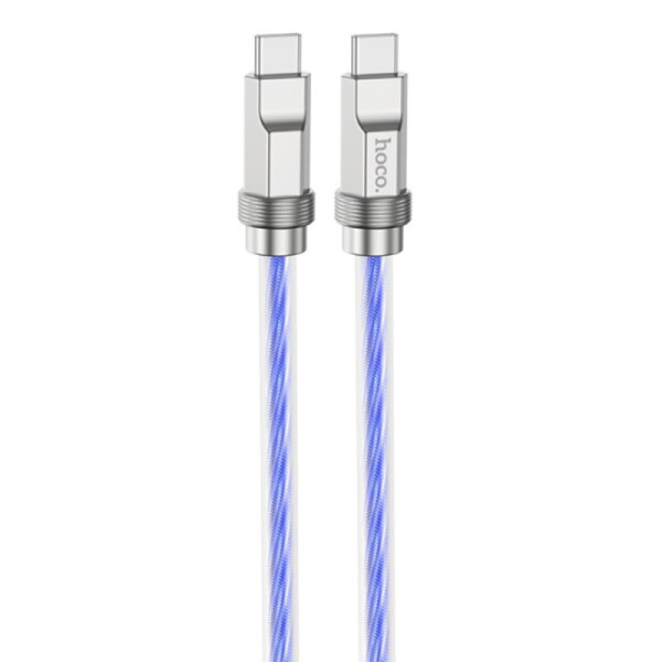 Cablu Type-C la Type-C PD100W, 1m - Hoco Crystal (U113) - Blue