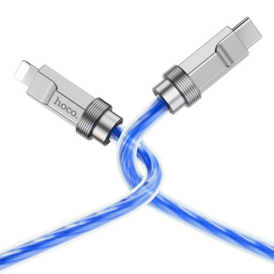 Cablu Type-C la Lightning 20W, 1m - Hoco Crystal (U113) - Blue - 2