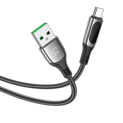 Cablu USB la Type-C, 5A, 1.2m - Hoco Extreme (S51) - Black - 2