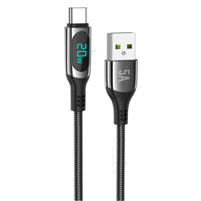 Cablu USB la Type-C, 5A, 1.2m - Hoco Extreme (S51) - Black - 3