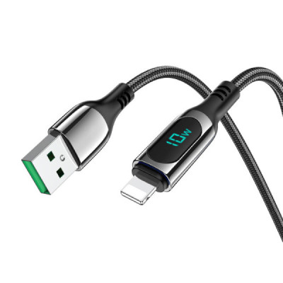 Cablu USB la Lightning, 2.4A, 1.2m - Hoco Extreme (S51) - Black - 1