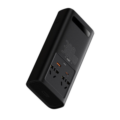 Invertor pentru Masina USB, Type-C, CN/EU, 220V, 300W + Cleme si Cablu 12V - Baseus (CGNB010101) - Black - 6