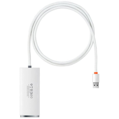 Hub USB la 4x USB 3.0, Type-C, 1m - Baseus Lite Series (WKQX030102)  - White - 1