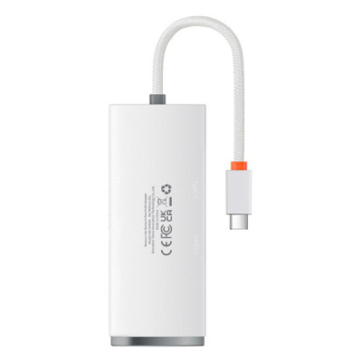 Hub Type-C to 4x USB 3.0, Type-C, 0.25m - Baseus Lite Series (WKQX030302) - White - 4