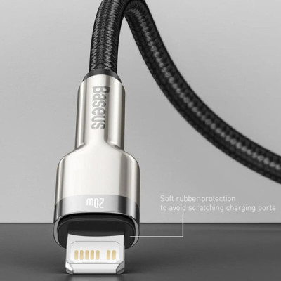 Cablu USB to Lightning, 2.4A, 480Mbps, 1m - Baseus Cafule Series Metal (CALJK-A01) - Black - 6