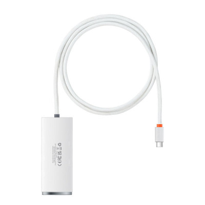Hub USB-C la 4x USB 3.0, Type-C, 1m - Baseus Lite Series (WKQX030402) - White - 4