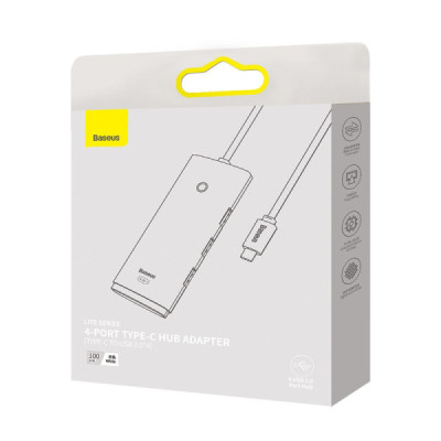Hub USB-C la 4x USB 3.0, Type-C, 1m - Baseus Lite Series (WKQX030402) - White - 7