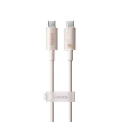 Cablu Type-C to USB-C, Super Fast Charge, 100W, 480Mbps, 1m - Baseus Habitat Series (P10360202421-00) - Wheat Pink - 1
