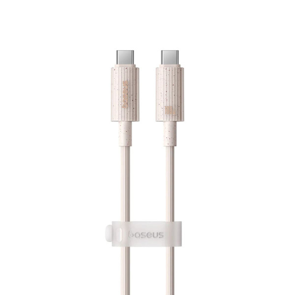 Cablu Type-C la USB-C, Super Fast Charge, 100W, 480Mbps, 2m - Baseus Habitat Series (P10360202421-01) - Wheat Pink