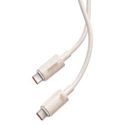 Cablu Type-C la USB-C, Super Fast Charge, 100W, 480Mbps, 2m - Baseus Habitat Series (P10360202421-01) - Wheat Pink - 3