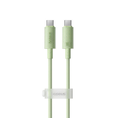Cablu Type-C la USB-C, Super Fast Charge, 100W, 480Mbps, 1m - Baseus Habitat Series (P10360202631-00) - Natural Green - 1
