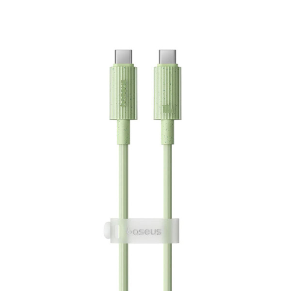 Cablu Type-C la USB-C, Super Fast Charge, 100W, 480Mbps, 1m - Baseus Habitat Series (P10360202631-00) - Natural Green