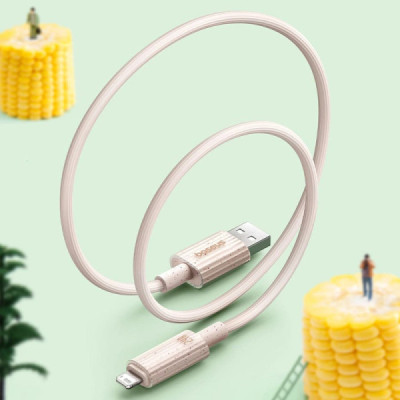Cablu USB la Lightning, 480Mbps, 2.4A, 1m - Baseus Habitat Series (P10360200421-00) - Wheat Pink - 5