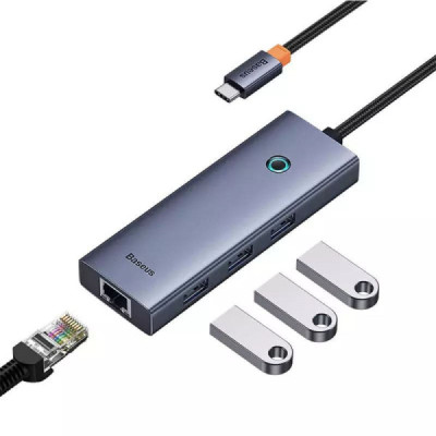 Hub Type-C to 3 x USB 3.0, RJ45 - Baseus UltraJoy Series (B0005280A813-00) - Space Grey - 1