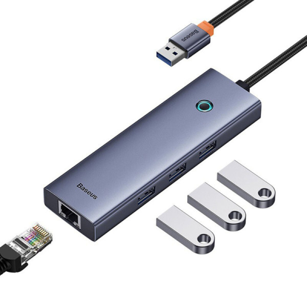 Hub USB la 3 x USB 3.0, RJ45 - Baseus UltraJoy Series (B0005280A813-01) - Space Grey