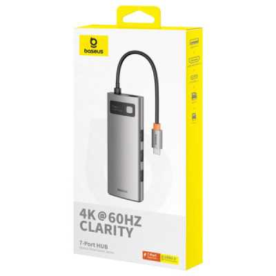 Hub Type-C la HDMI 4K@60Hz, 3 x USB, Type-C, SD, TF - Baseus Metal Gleam (B00030708811-00) - Space Grey - 7