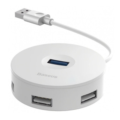 Hub USB la USB 3.0, 3x USB 2.0, Micro-USB, 10cm - Baseus Airjoy (CAHUB-F02) - White - 3