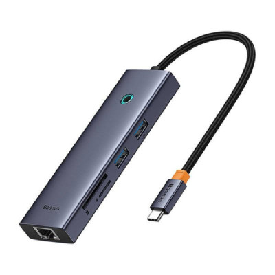 Hub Type-C la HDMI, 2x USB, Type-C, RJ45, SD, TF - Baseus UltraJoy (B00052805813-00) - Space Grey - 3