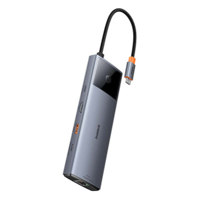 Hub USB-C la HDMI, 3xUSB, 2xUSB-C, RJ45, SD,TF, Jack3.5mm - Baseus Metal Gleam Series II (B00061800813-00) - Space Grey - 1