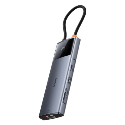 Hub USB-C la HDMI, 3xUSB, 2xUSB-C, RJ45, SD,TF, Jack3.5mm - Baseus Metal Gleam Series II (B00061800813-00) - Space Grey - 4